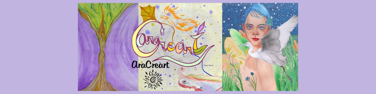 "Portada web AraCreart amb creacions artístiques Logotip AraCreart creació artística"